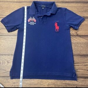 Polo Ralph Lauren Short Sleeve Big Pony USA Navy Blue Shirt Boys Medium (10-12)